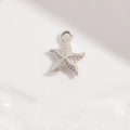 Macro shot of silver S925 starfish pendant with textured surface and cubic zirconia inlay - Platinum Starfish Pendant