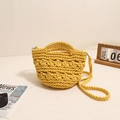 Handcrafted yellow cotton woven crossbody beach bag with hollow knit patterns - With Lining / Yellow (With Lining)