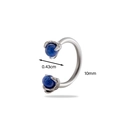Surgical steel horseshoe piercing ring with blue stones and claw setting, 10mm diameter - Deep Blue (10#)