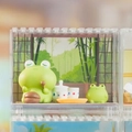 Zen theme Capybara frog figurines set with tea accessories in a clear acrylic display box - 1188-29A Zen Heart Supreme