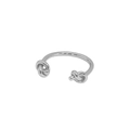 Bague ouverte minimaliste en argent sterling S925 avec un design de nœud poli - Ouvert Réglable / Style de Noeud Minimaliste A (ART006) / Or Blanc