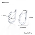 S925 sterling silver hoop earrings with cubic zirconia and detailed product dimensions - 925 Silver / Silver White