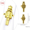 Golden Nutcracker soldier napkin ring made of metal for elegant Christmas table decor - Nutcracker (102)