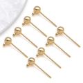Eight pieces of golden spherical ear studs for DIY jewelry making on white background - 925 Sterling Silver Pin Stud (4*16mm)