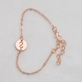 Rose gold chain bracelet featuring a hollow round pendant with number 2 detail - Rose Gold S
