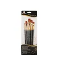5-piece professional paint brush set with white synthetic hair and black handles - 5Pcs Flat Peak HB028A / Black