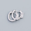 Pendientes de aro plateados con circonita de corte marquesa y cristales pequeños - Plata 925 / Color Plata Platino (Par)