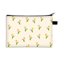 Beige Kosmetiktasche mit orangem Tulpenmuster und schwarzem Reißverschluss - 01-Beige Orange Tulpe