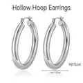Polished silver 4cm hollow hoop earrings made of titanium steel for a minimalist look - 5*40mm (Steel Color)