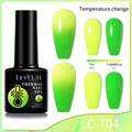 Thermal glitter nail gel LC-T04 changes from lime green to yellow with temperature - 04 (Yellow to Teal)