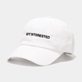 White cotton baseball cap with black Not Interested embroidery and curved brim - M(56-58cm) / White