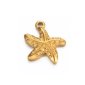 Gouden zeester hanger met getextureerde afwerking voor DIY-sieraden en armbanden maken - Zeester 17x16mm