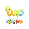 Spiral yellow caterpillar plush stroller toy with bee, mushroom and ladybug charms - Bee Upgraded Version