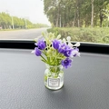 Purple bellflower car dashboard ornament in glass bottle with motivational tag - Purple Bell Flower