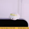Mini flocking Tangyuan figurine with yellow bow for car monitor and desk decor - 3.6x2.8x1.9CM / Flocked Tangyuan Ornament
