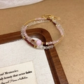 Bohemian multi-layer beaded bracelet with pink and red stones and gold clasp detail - 5# Bracelet-Pink (Gold Plated)