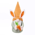 Easter gnome plush doll featuring orange knitted hat with bunny ears holding a carrot - Carrot Style / Orange