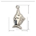 Detailed size chart of a 13x6mm fish-shaped stainless steel pendant with weight info - YE454-1-Silver Fish