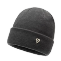 Winter rib-knit beanie in dark grey with folded cuff and small triangle logo - Dark Gray