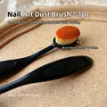 Manicure dust brush with ergonomic long black handle and orange gradient fiber bristles - No. 10 (Cuticle Brush)