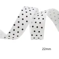 22mm weißes Ripsband mit schwarzen Punkten für DIY-Haarschleifen und Geschenkverpackung - A6-Weiße Basis Schwarze Punkte (22mm Breit)