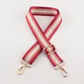 Adjustable burgundy white and khaki striped canvas strap with gold metal buckles - A33 Stripe Gold Silk