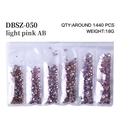 Light pink AB mixed size flatback rhinestones for nail art DIY in a 6-grid bag - Mixed Sizes SS4-SS16 Around 1440 Pieces / Light Pink AB