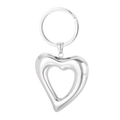 Polished stainless steel heart-shaped keychain accessory with silver finish on white background - Silver Hollow Heart Style (KY992-MS)