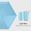 Mini light blue flat folding sun umbrella with matching hard shell case 15cm size - Box Packaging / Light Blue