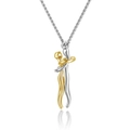 Minimalist hug pendant necklace featuring two-tone gold and silver figures on silver chain - Large (4.5cm) / Silver + Gold