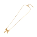 Fashionable gold bow necklace with bead chain and adjustable extender in polished finish - Classic Single Bowknot Necklace(5#)