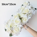 White silk rose hydrangea floral runner for wedding arch decoration size 50cm by 25cm - White 2