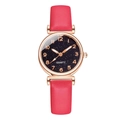 Orologio da donna al quarzo con quadrante stellato e cinturino in pelle rosa acceso - Rosso