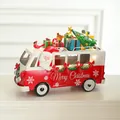 Bus de Noël rouge lumineux avec sapin et cadeaux, décoration de table à piles - Bus de Noël rouge