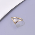 Anello a V minimalista placcato in oro 18K con scintillante zircone a goccia per donna - US 7 / Oro 18K