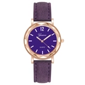 Deep purple quartz watch with rose gold bezel and frosted suede leather strap - Purple