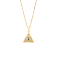 Gold stainless steel chain necklace with a colorful geometric evil eye triangle pendant - Triangle Evil Eye Pendant (2#)