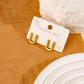 Elegant gold-plated stainless steel U-shaped stud earrings in a minimalist horseshoe style - Letter U