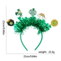 Green St. Patrick's Day headband with glittery rainbow, clover, and leprechaun motifs - Gold Pot Guardian Rainbow Coins