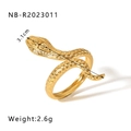 Adjustable snake-shaped 18K gold plated ring with realistic scale texture detail - Scale Relief Wrap Style (NB-R2023011)