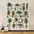Arazzo da parete vintage con illustrazioni botaniche di alberi per decorazione casa - 100X150CM/Peluche Corto / GT220909
