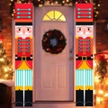 Nutcracker soldier Christmas door banners with red and yellow festive holiday patterns - 181.5x29.5cm (Pair) / Red Green Stripes