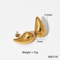 Macro shot showing large gold teardrop earrings dimensions of 31.6mm by 17mm - 31mm Smooth Teardrop (KDE1747)