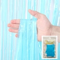 Rideau à franges en aluminium bleu clair laser pour décors de fête avec emballage - 1*2 Mètres / Bleu Macaron