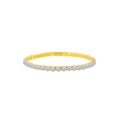 Elegante bracciale tennis dorato con una fila continua di brillanti cristalli tondi - 4mm / Oro Strass Bianco