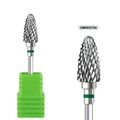 Macro detail of alloy nail drill bit with green base showing precision cross texture - Green Ring Bullet Drill Bit (OMWGY04)