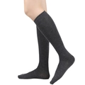 Dark grey knee high socks for women with ribbed cuffs and soft knitted texture - One Size / Dark Gray