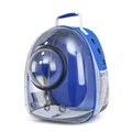 Blue cat carrier backpack with transparent space capsule window and breathable air holes - Dark Blue Transparent Shell Space Capsule Black Ring