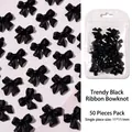50 stuks matzwarte strikjes van hars voor nagels, afmeting 11x11mm voor manicure - Lintstrik / Zwart