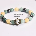 Set di bracciali corona in ossidiana con perle colorate per uomini 19-20cm - Giada Verde Pino Bianco